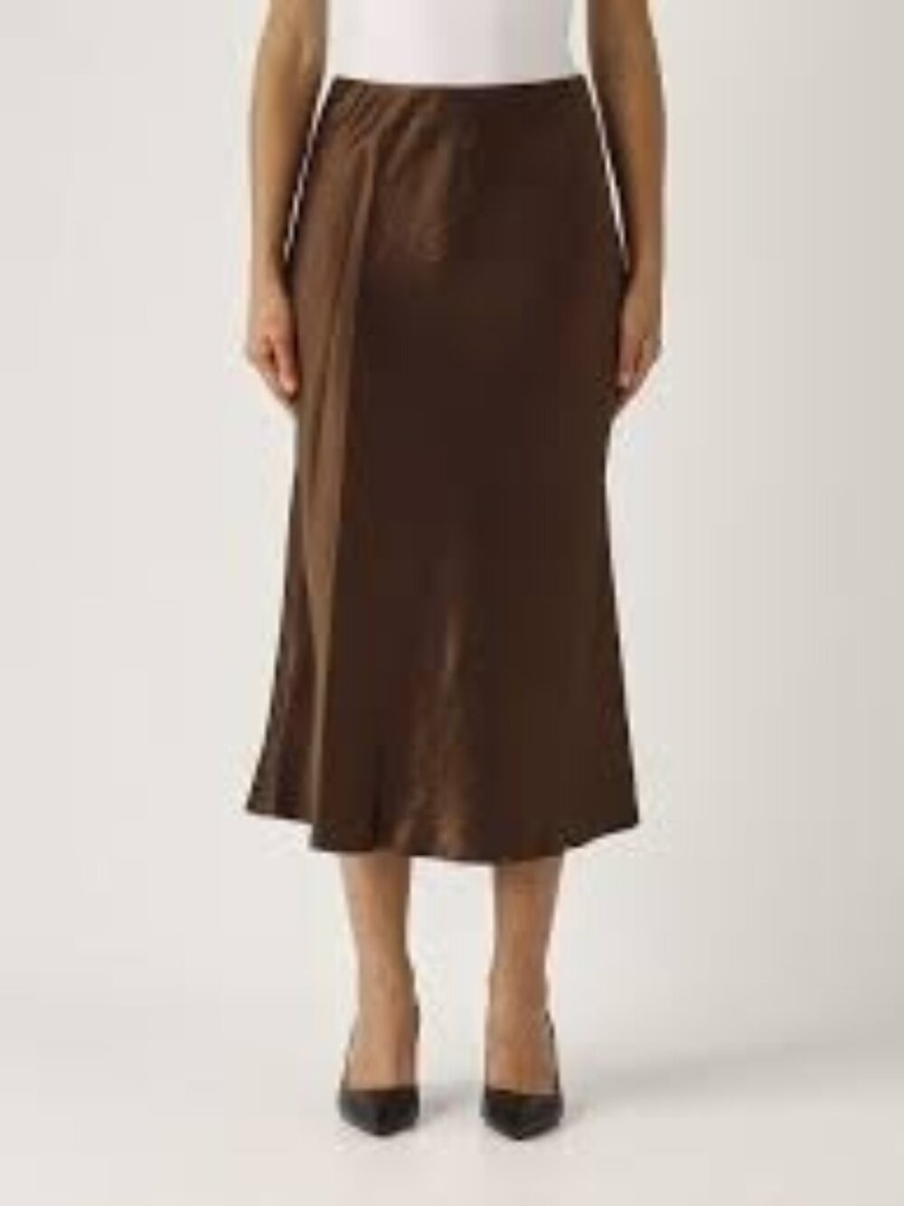 Max Mara Leisure Brown Satin Midi Skirt, Size 2